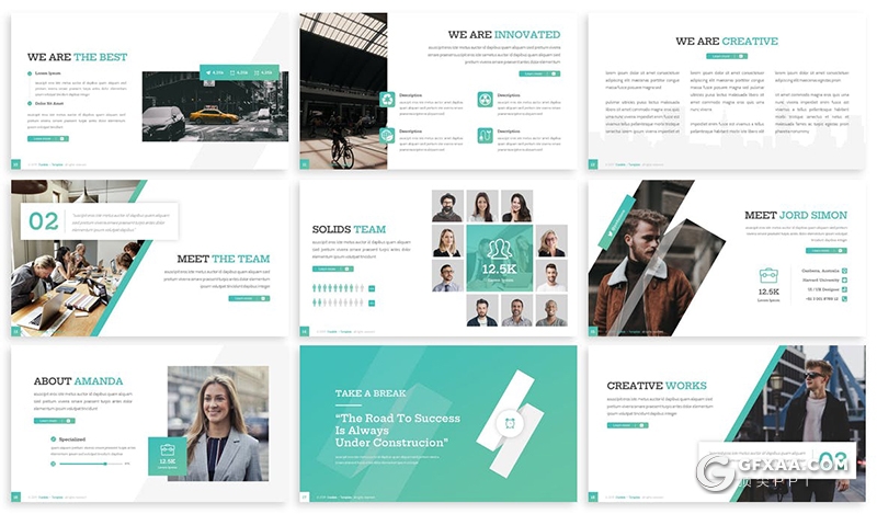 30页扁平化商务风格团队介绍工作项目报告PPT模板 - 顶尖PPT