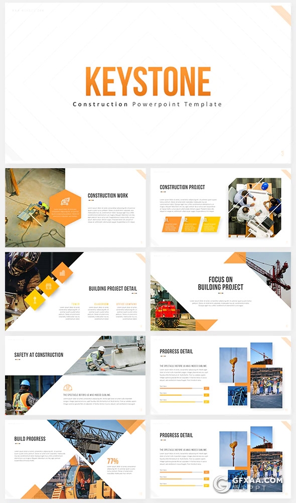60页国外高端项目展示工程建筑工程施工项目报告工作总结PPT模板10种主题配色 - 顶尖PPT