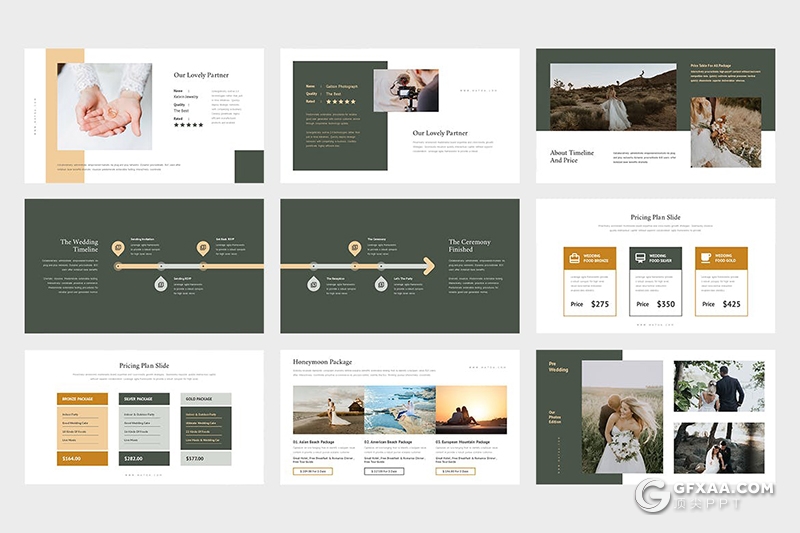 62页黑白两种底色婚礼摄影公司婚礼策划扁平化PPT模板 - 顶尖PPT