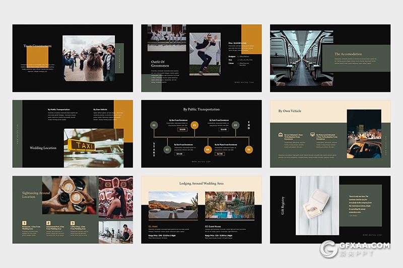 62页黑白两种底色婚礼摄影公司婚礼策划扁平化PPT模板 - 顶尖PPT