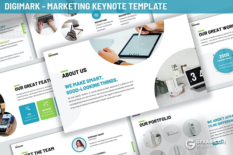 30页国外商务风格项目介绍年终工作报告keynote模板3种主题配色 - 顶尖PPT