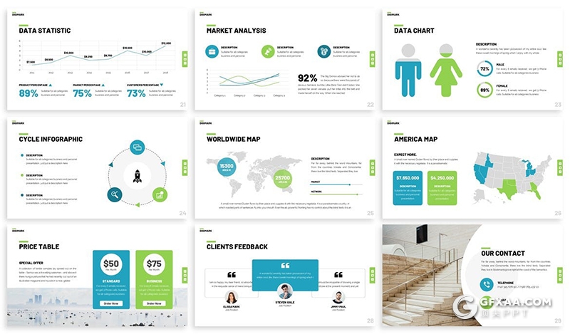 30页国外商务风格项目介绍年终工作报告keynote模板3种主题配色 - 顶尖PPT