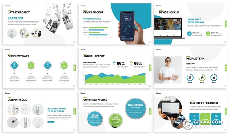 30页国外商务风格项目介绍年终工作报告keynote模板3种主题配色 - 顶尖PPT