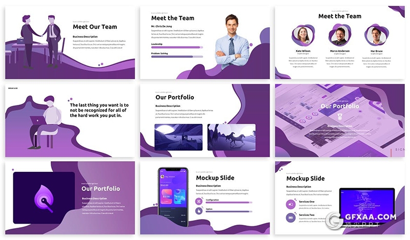 30页扁平化卡通商务人物业务展示年终工作汇报PPT模板3种主题配色 - 顶尖PPT
