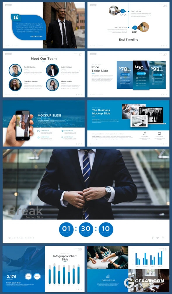 55页国外高端商务企业介绍项目展示年终计划总结PPT模板10种主题配色 - 顶尖PPT