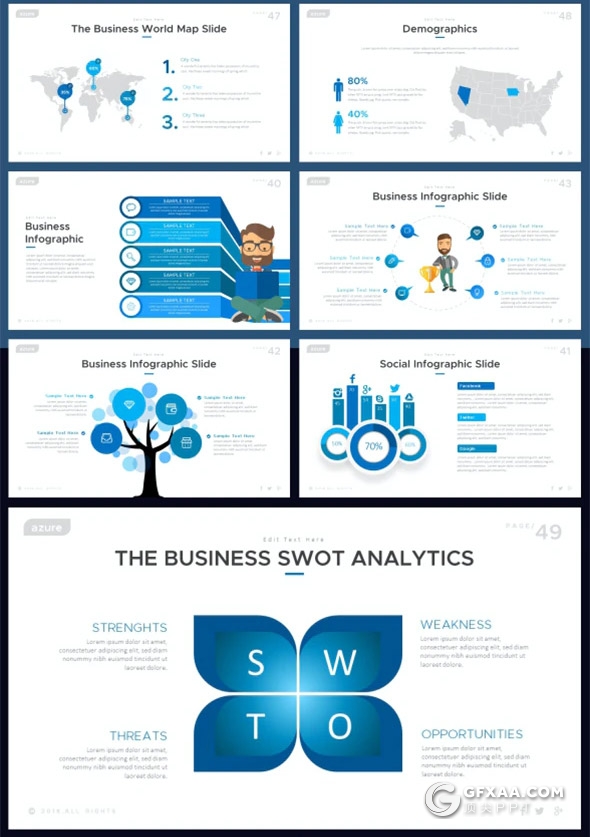 55页国外高端商务企业介绍项目展示年终计划总结PPT模板10种主题配色 - 顶尖PPT