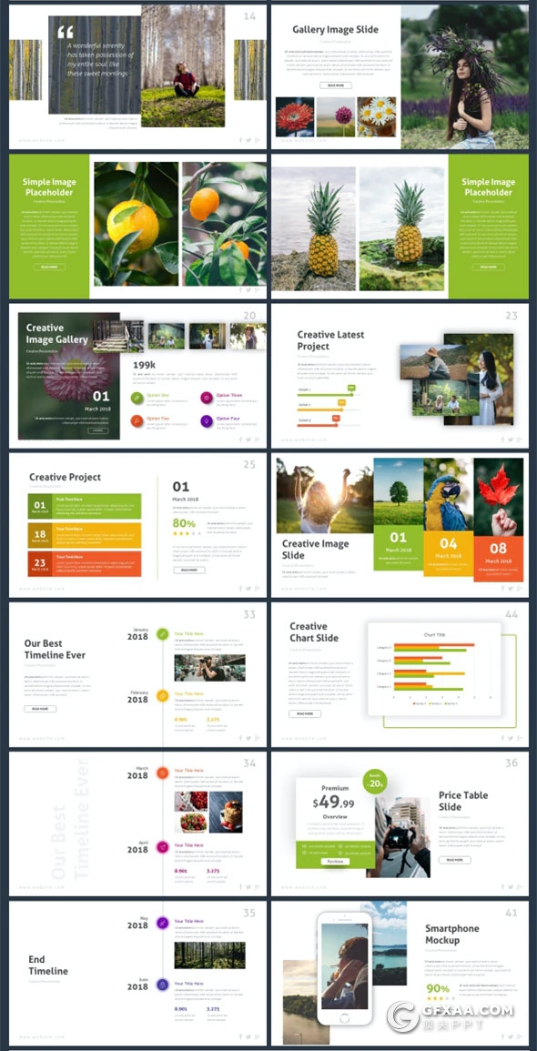 60页国外彩色高端商务多用途PPT模板10种主题配色 - 顶尖PPT