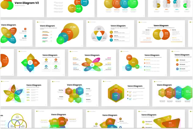 彩色六边形维恩图keynote模板 - 顶尖PPT