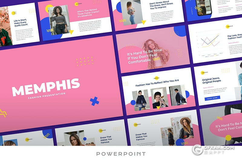 31页潮流风格创意时尚服装秀模特写真PPT模板 - 顶尖PPT