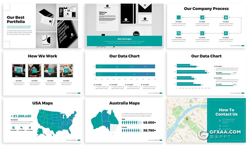 30页企业团队介绍项目报告年终总计新年新计划PPT模板3种主题配色 - 顶尖PPT