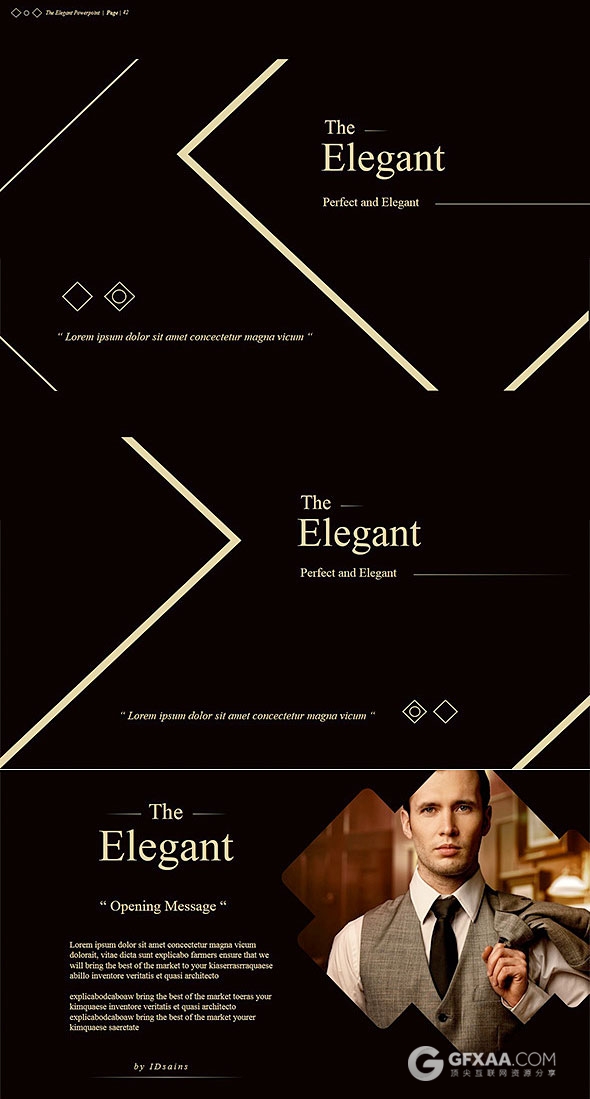 94页高贵典雅金色顶尖商务PPT模板 - 顶尖PPT