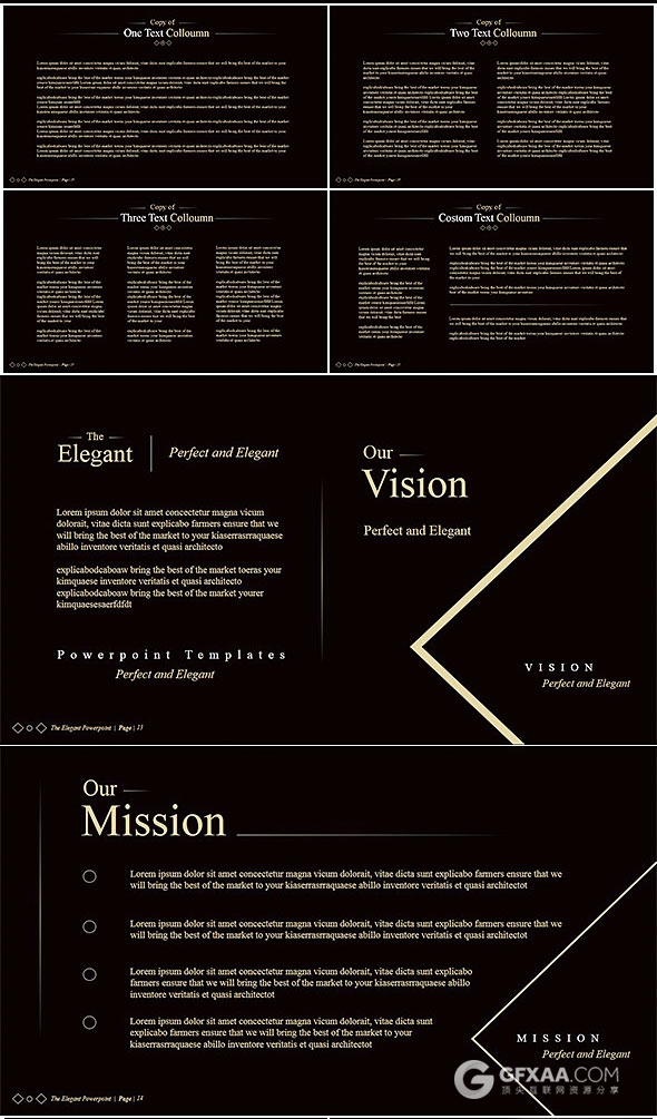 94页高贵典雅金色顶尖商务PPT模板 - 顶尖PPT