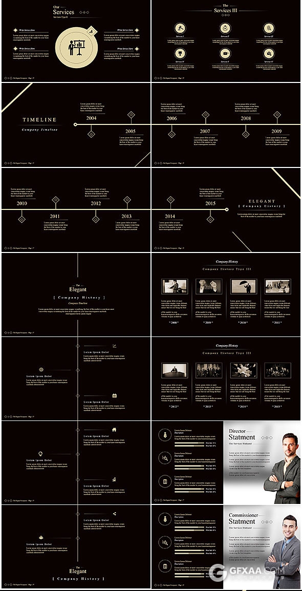 94页高贵典雅金色顶尖商务PPT模板 - 顶尖PPT