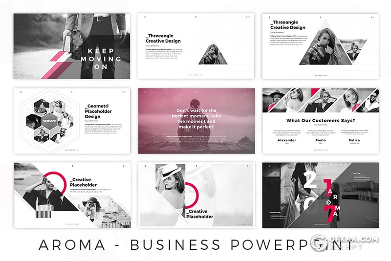 57页创意斜切图形版式商务工作总结企业布局多用途PPT模板10种主题配色 - 顶尖PPT