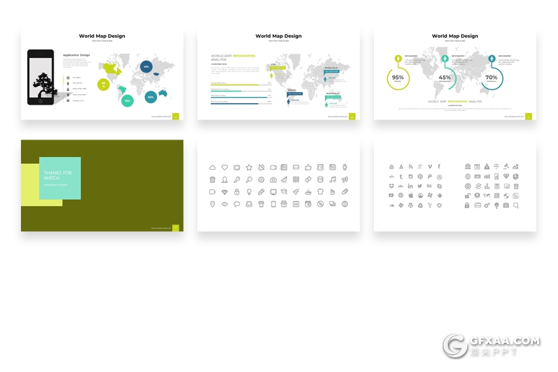 33张不同样式风格可编辑世界地图PPT模板World Map PowerPoint模板 - 顶尖PPT