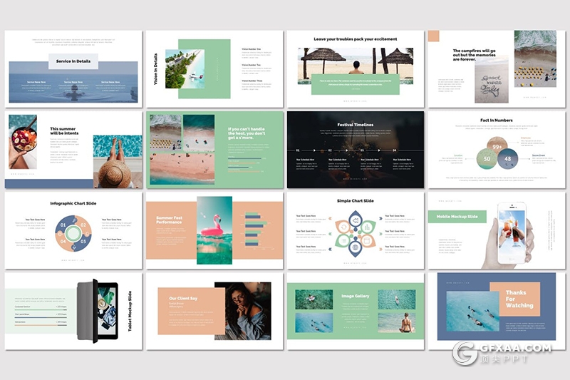 30页极简风格摄影美图展示小清新文艺风格国外PPT模板 - 顶尖PPT