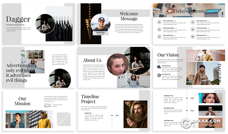 30页扁平化极简时尚杂志风格摄影模特写真ppt模板 - 顶尖PPT