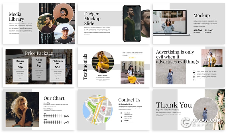 30页扁平化极简时尚杂志风格摄影模特写真ppt模板 - 顶尖PPT