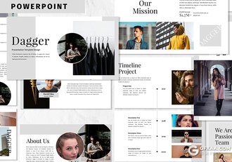 30页扁平化极简时尚杂志风格摄影模特写真ppt模板 - 顶尖PPT