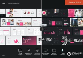 60页粉红色精美图形设计商务工作计划总结PPT模板黑白两种底色 - 顶尖PPT