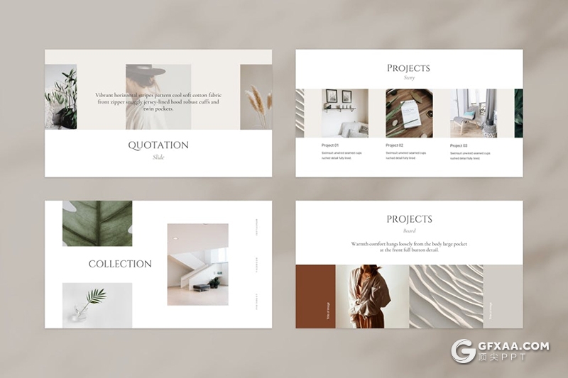 53页极简文艺风格摄影美图展示时尚服装展示PPT模板 - 顶尖PPT