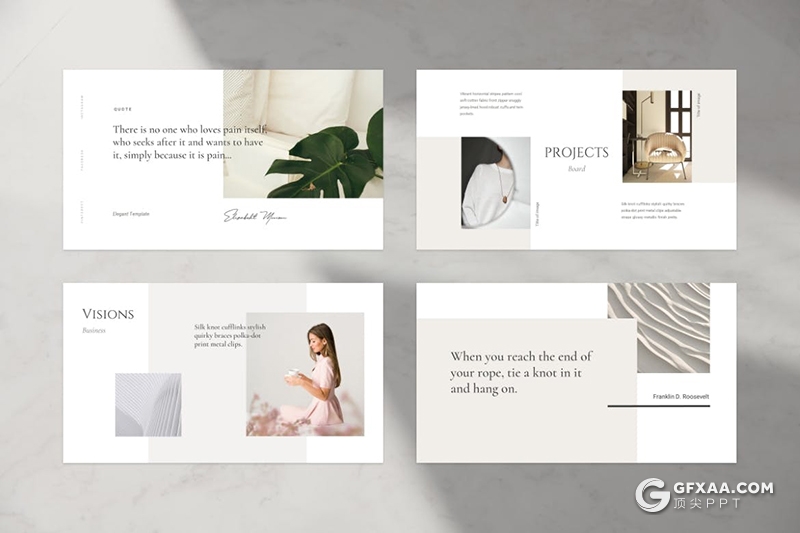 53页极简文艺风格摄影美图展示时尚服装展示PPT模板 - 顶尖PPT