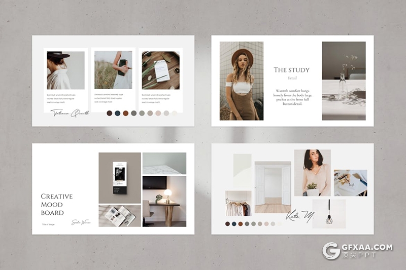 53页极简文艺风格摄影美图展示时尚服装展示PPT模板 - 顶尖PPT