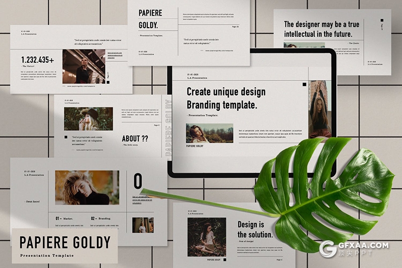 50页白底简约风格时尚杂志PPT模板 - 顶尖PPT