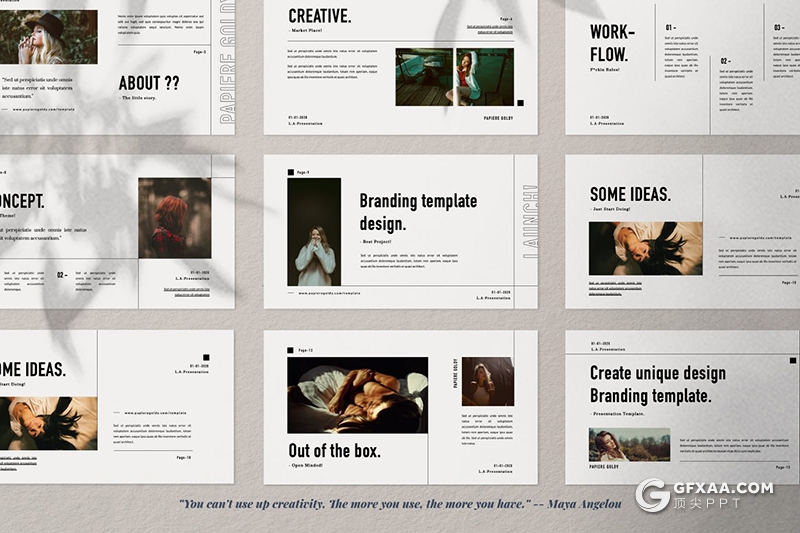 50页白底简约风格时尚杂志PPT模板 - 顶尖PPT