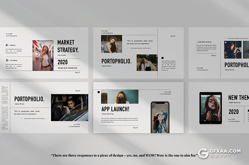 50页白底简约风格时尚杂志PPT模板 - 顶尖PPT