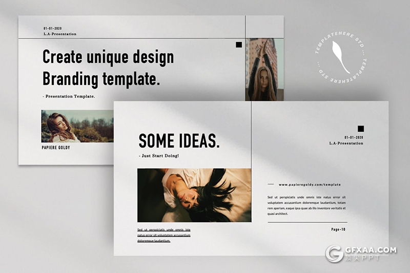 50页白底简约风格时尚杂志PPT模板 - 顶尖PPT