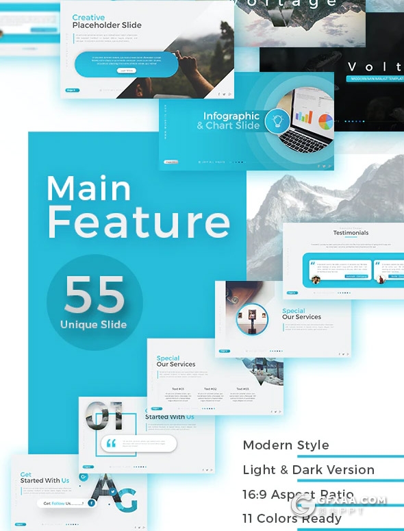 55页国外高端设计企业介绍年终工作总结PPT模板10种主题配色 - 顶尖PPT