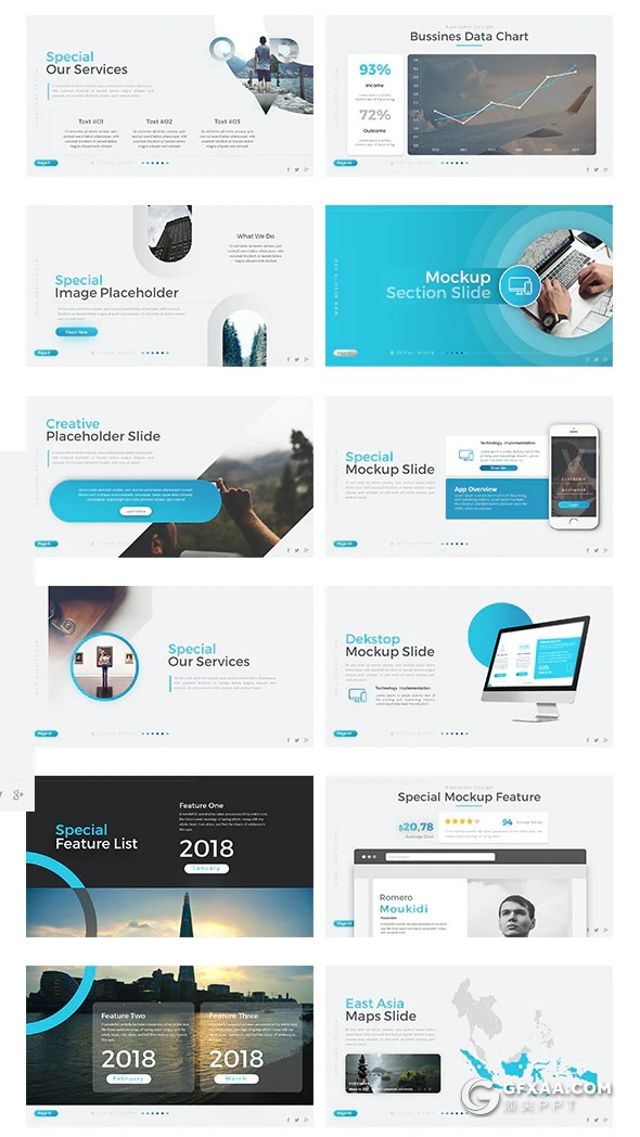55页国外高端设计企业介绍年终工作总结PPT模板10种主题配色 - 顶尖PPT