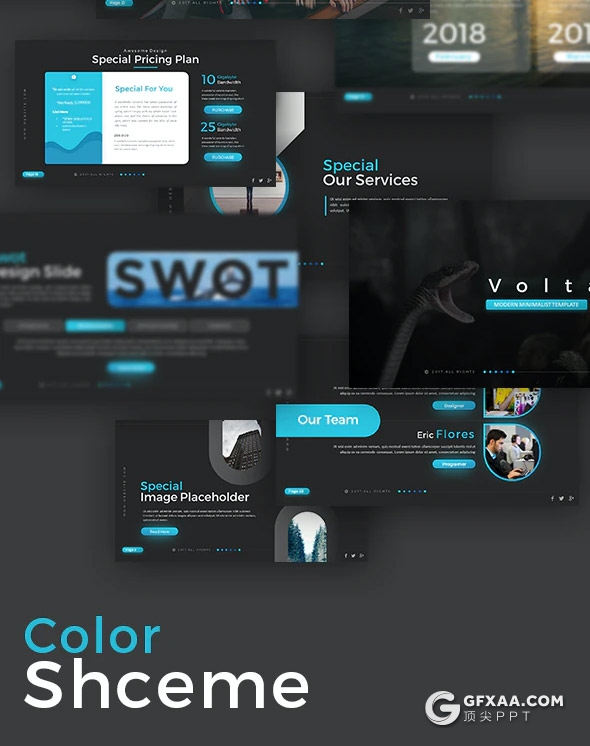 55页国外高端设计企业介绍年终工作总结PPT模板10种主题配色 - 顶尖PPT