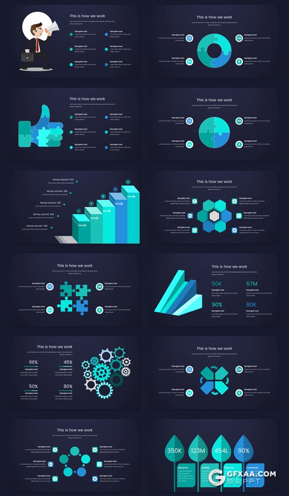 241页蓝绿渐变国外高端商务企业团队介绍展示项目推广商务数据图形设计多用途PPT模板 - 顶尖PPT
