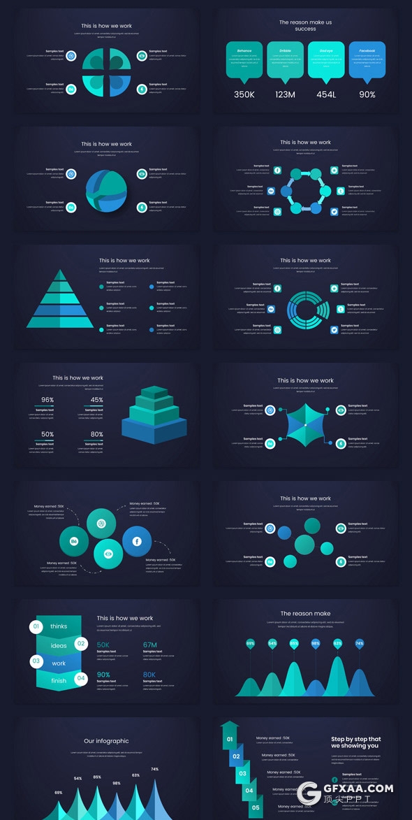 241页蓝绿渐变国外高端商务企业团队介绍展示项目推广商务数据图形设计多用途PPT模板 - 顶尖PPT