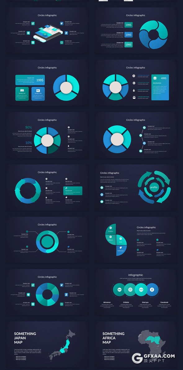 241页蓝绿渐变国外高端商务企业团队介绍展示项目推广商务数据图形设计多用途PPT模板 - 顶尖PPT