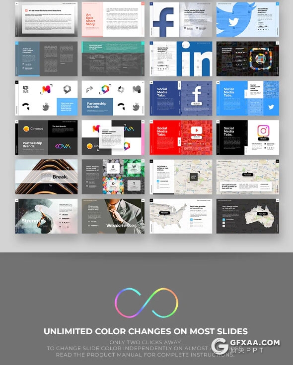 205页国外大型商务企业团队介绍工作计划总结多用途PPT模板 - 顶尖PPT