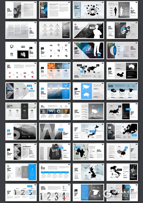 202页企业宣传介绍工作汇报总结国外商务风格多用途PPT模板10种主题配色 - 顶尖PPT