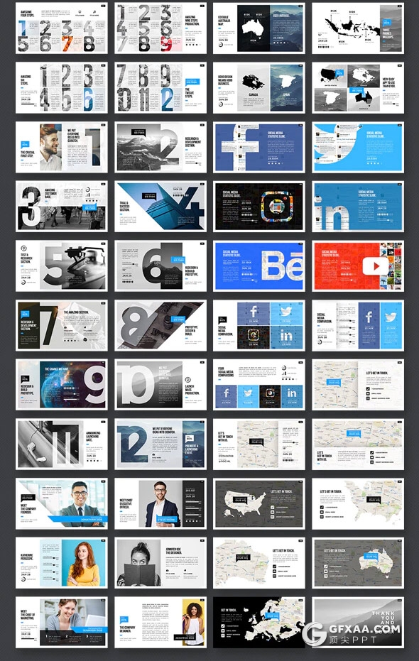 202页企业宣传介绍工作汇报总结国外商务风格多用途PPT模板10种主题配色 - 顶尖PPT