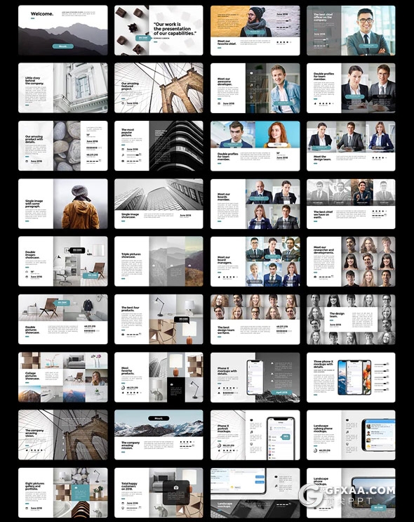 175页企业公司宣传介绍团队介绍项目展示工作汇报新年计划PPT模板10种主题配色 - 顶尖PPT