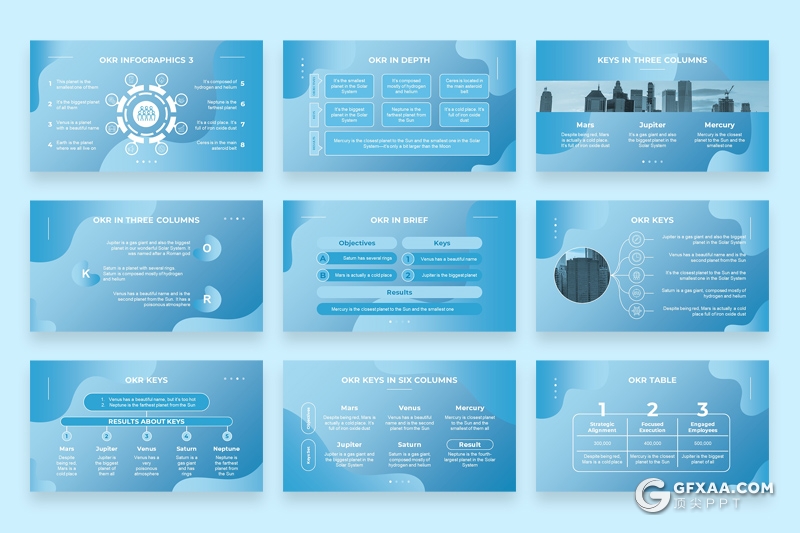 33页蓝色创意波浪图形版式设计高端商务PPT模板 - 顶尖PPT