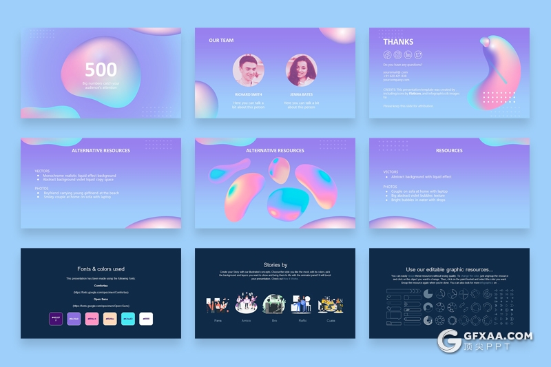 39页创意彩色图形设计国外高端商务风格PPT模板 - 顶尖PPT