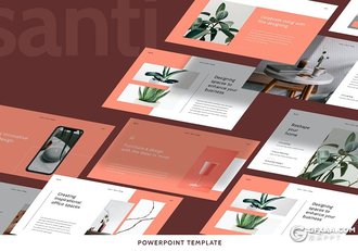 30页扁平化极简风格居家摆件植物宣传介绍PPT模板 - 顶尖PPT