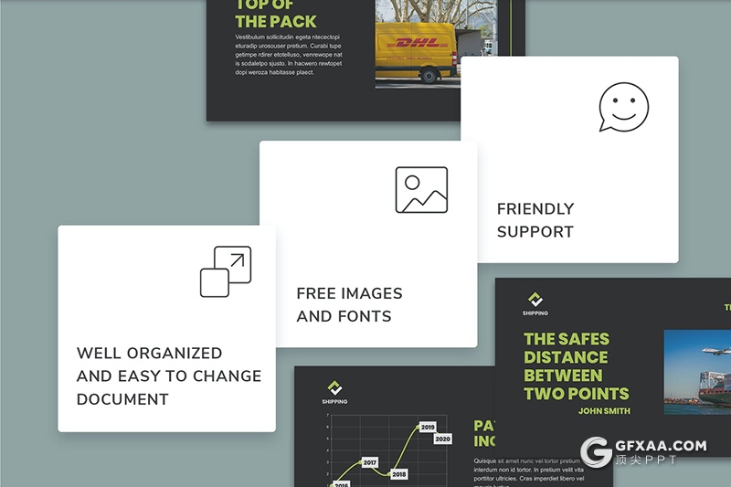 51页扁平化物流行业集装箱行业数据分析业务合作多用途PPT模板 - 顶尖PPT