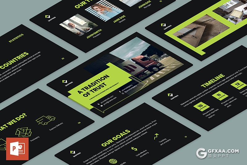 51页扁平化物流行业集装箱行业数据分析业务合作多用途PPT模板 - 顶尖PPT