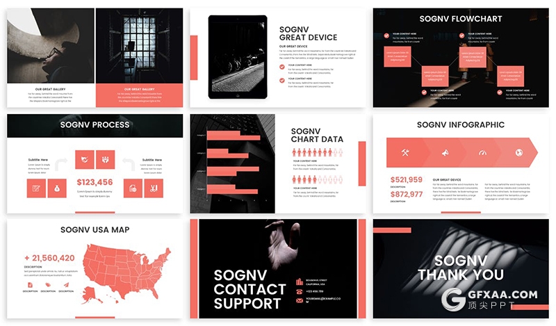 30页扁平化时尚简约风格图片展示多用途PPT模板3种配色2种尺寸 - 顶尖PPT