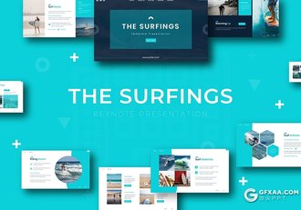 30页扁平化简约风格户外旅游冲浪项目介绍通用keynote模板5种主题配色 - 顶尖PPT