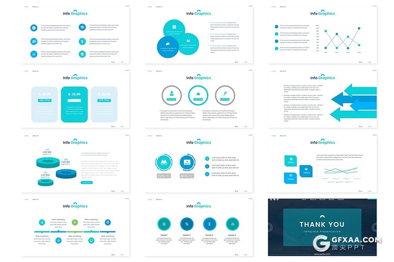 30页扁平化简约风格户外旅游冲浪项目介绍通用PPT模板5种主题配色 - 顶尖PPT