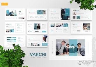 30页蓝色国外简约风格企业项目合作团队介绍通用Google slides模板 - 顶尖PPT